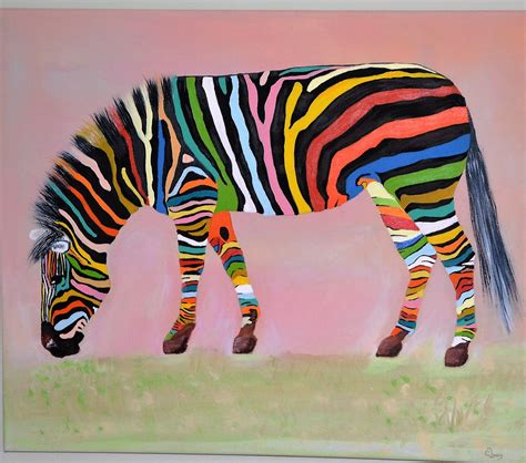 A Colourful Zebra Acrylic Paintings Canvas Painting Creative Art