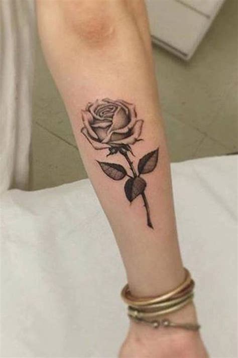 Traditional Vintage Single Black Rose Forearm Tattoo Ideas For Women