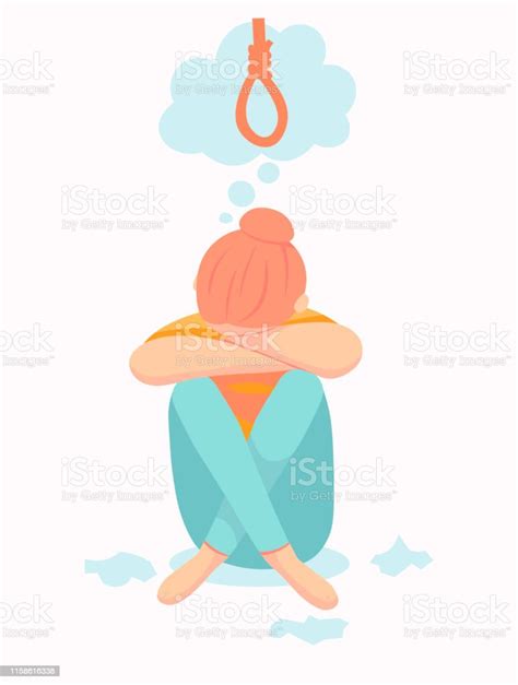 Depressive Woman Wants To Commit Suicide By Hanging In The Rope Sad