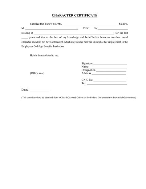 Character And Antecedent Certificate Form Fill Out And Sign Printable