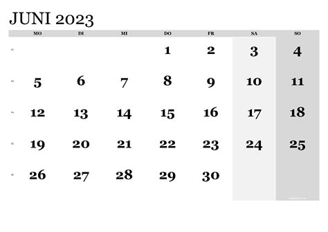 Kalender Juni 2023 Zum Ausdrucken Pdf Xls Png