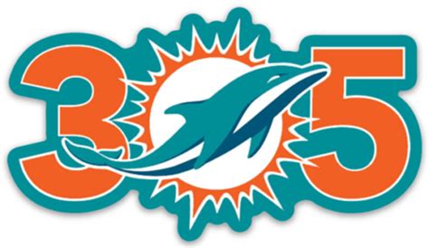 Miami Dolphins Logo Type With Dolphin Sunburst 305 Area Code Nfl Die