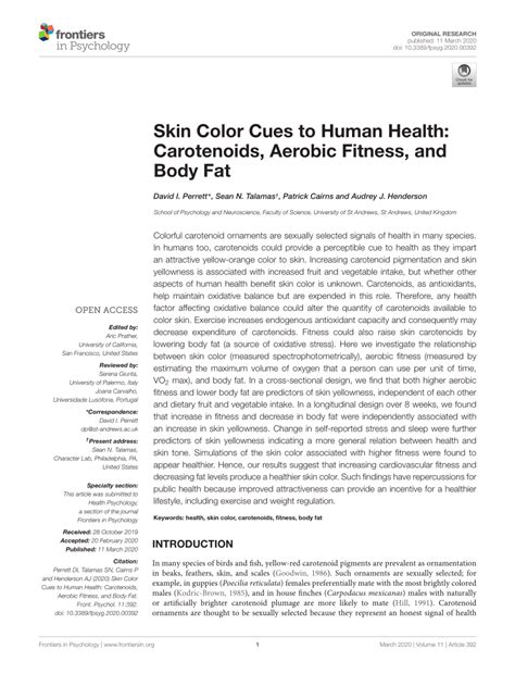 Pdf Skin Color Cues To Human Health Carotenoids Aerobic Fitness