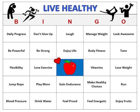 Live Healthy Bingo Game 60 Cards Fitness Wellness Healthy Living