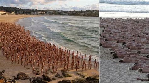 Naked Volunteers Pose For Artwork On Australia S Bondi Beach Raising Awareness For Skin Cancer