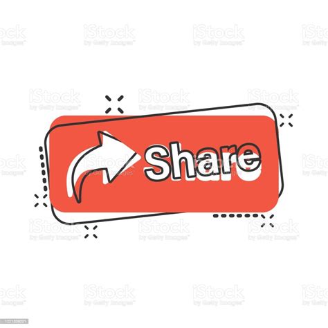 Share Button Icon In Comic Style Arrow Cartoon Sign Vector Illustration
