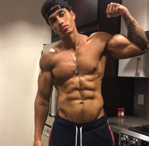 attractive handsome biracial black latino male model shirtless tattoos muscular physique sexy