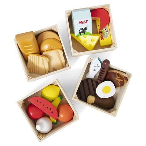 Melissa And Doug Food Groups 21 Wooden Pieces And 4 Crates Multi