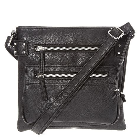 Black Faux Leather Crossbody Bag Claires Us