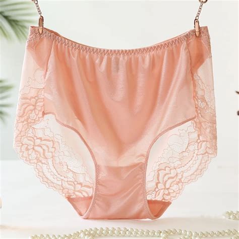 Buy High Waist Lace Plus Size Panties Women Ice Silk