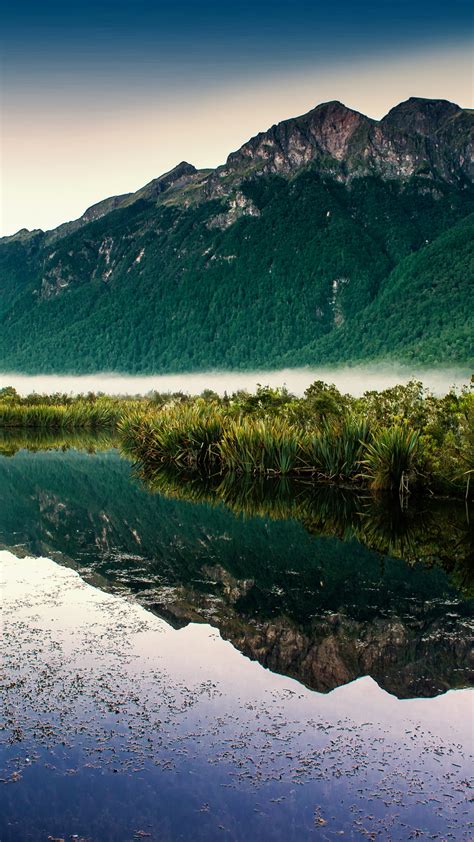 Mirror Lakes 4k Wallpaper New Zealand Fog Mountain Reflection