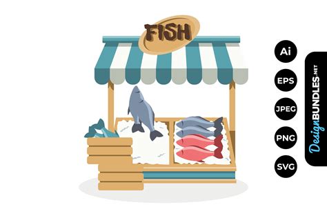 Fish Stall Market Illustrations