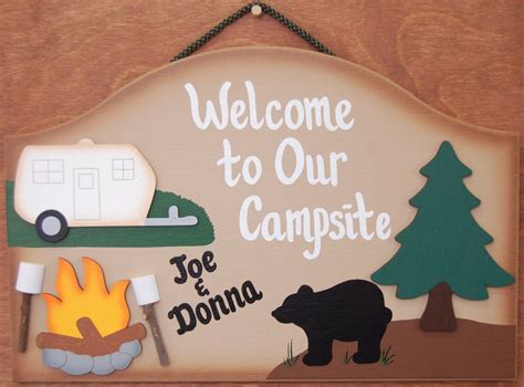 Personalized Wood Outdoor Camping Sign Welcome To Our