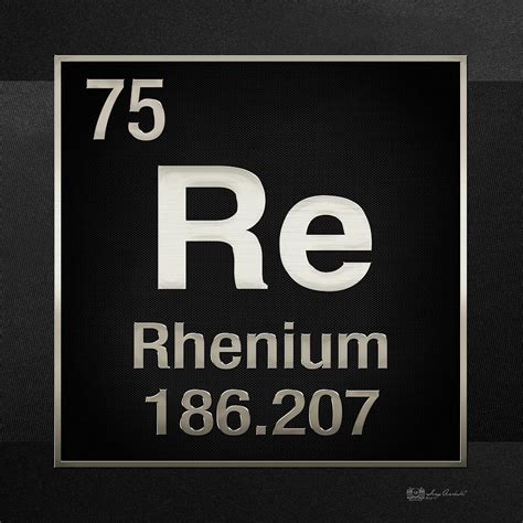 Periodic Table Of Elements Rhenium Re On Black Digital Art By