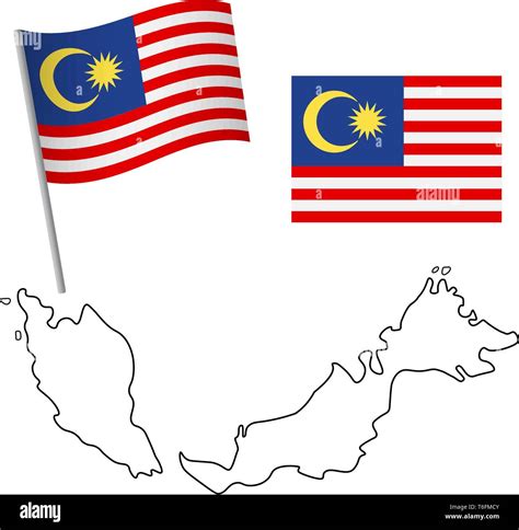 Malaysia Flag And Map Patriotic Background National Flag Of Malaysia