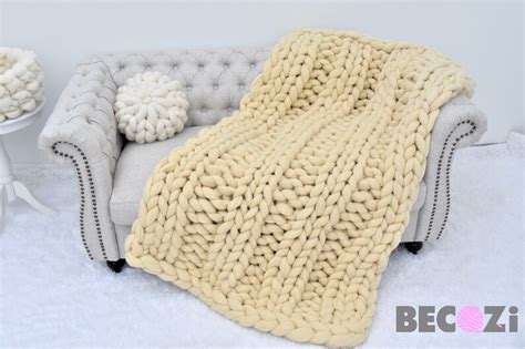 Merino Wool Blanket Chunky Knit Blanket Hand Knit Blanket Etsy