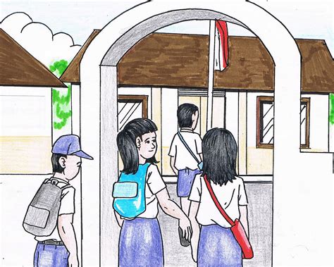 Mewarnai gambar sekolah tk sd gedung cantik dengan crayon | ngajar warna, ambil warna cara mudah menggambar dan mewarnai sekolahan sd menggunakan pastel subscribe channel ini ya. 91 Gambar Kartun Anak Sd Berangkat Sekolah | Cikimm.com