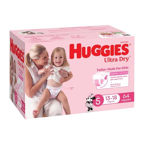 Buy Huggies Ultra Dry Nappies Girl Size 5 Jumbo 64 Pack Online At