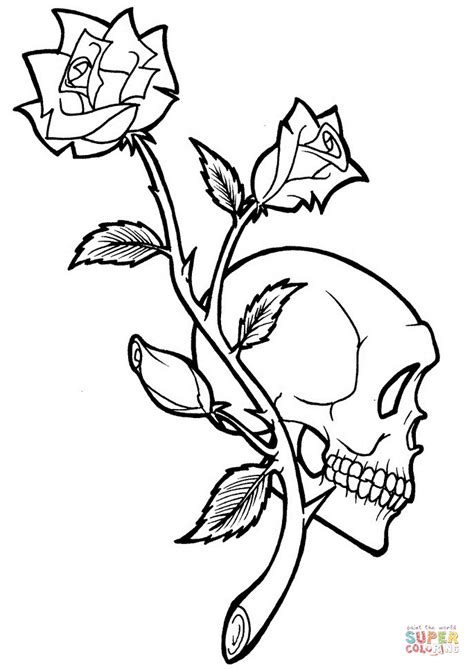 Find your favorite coloring pictures then unleash your imagination by coloring them as creative as possible. Rose and Skull Tattoo coloring page | Free Printable ...