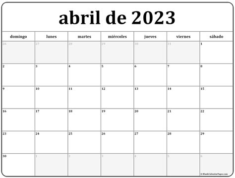 Calendario Abril 2023 Para Imprimir Calendario Gratis