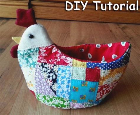 Patchwork Chickens Bowl Small Sewing Projects Scrap Fabric Projects
