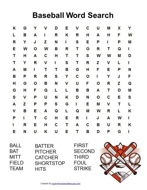 Baseball Word Search Free Printable Learning Ideas For Parents Word