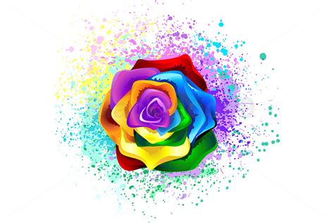 Colorful Rainbow Rose By Blackmoon9 Thehungryjpeg