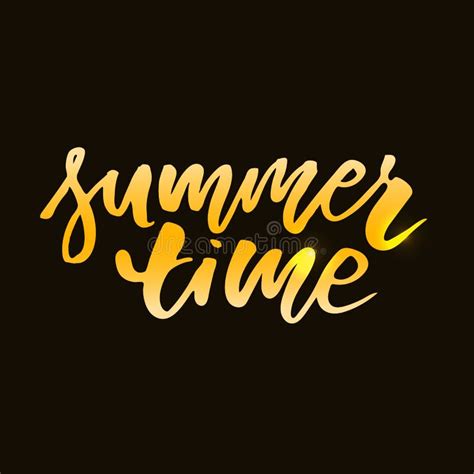 Summer Time Vector Text Lettering Calligraphy Letters Black Gold Stock