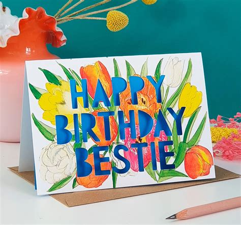 Happy Birthday Bestie Birthday Card Miss Bespoke Papercuts