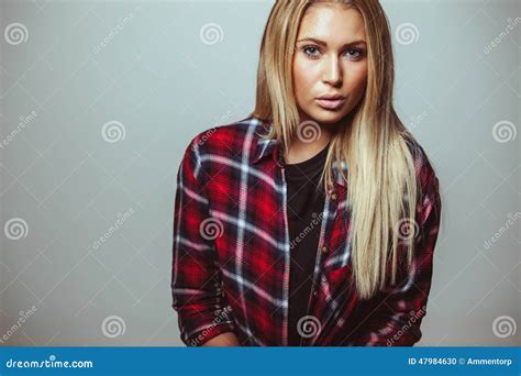 Attractive Young Woman In Casual Outfit Stock Photo Image Of Looking