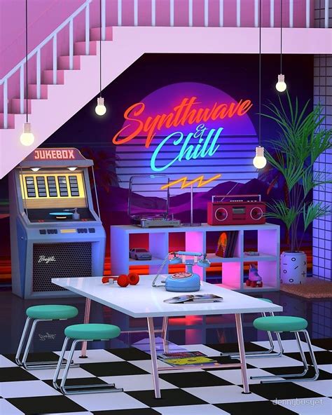 synthwave and chill poster by dennybusyet retro waves retro wallpaper retro room