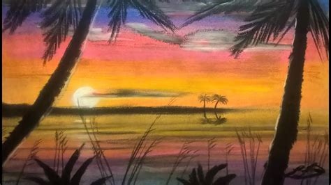 Easy Soft Pastel Sunset Beach Scene Youtube