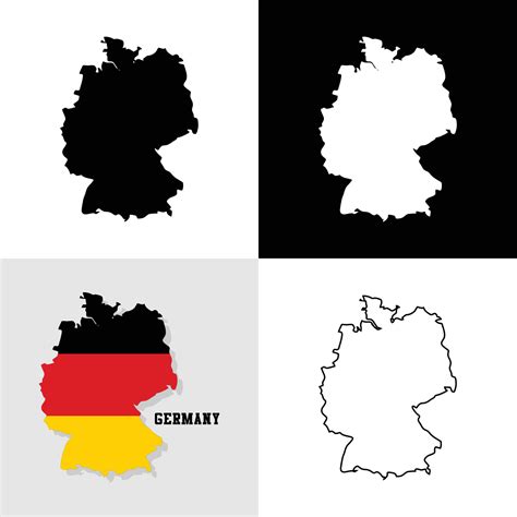 Flat Vector Map Of Germany Filled With The Flag Of The Country Black