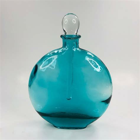 Aqua Glass Disk Shaped Perfume Bottle With Clear Glass Dauber Retro Style Ebay In 2022 Aqua