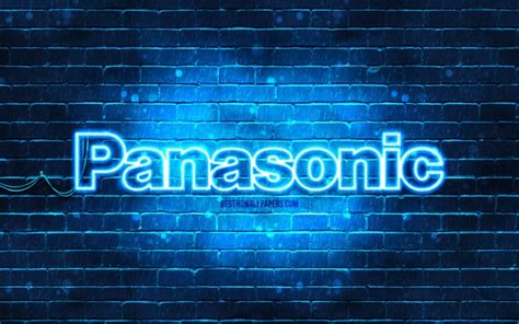 Download Wallpapers Panasonic Blue Logo 4k Blue Brickwall Panasonic