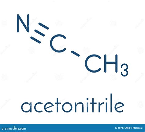 Acetonitrile Chemical Solvent Molecule Skeletal Formula Stock Vector