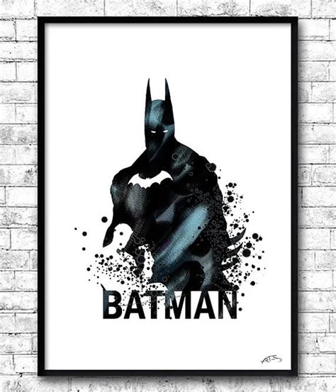 Batman Buy 2 Get 1 Free Watercolor Print Batman Print Wall Hanging