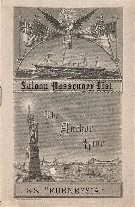 Ss Furnessia Passenger List 23 August 1888 Gg Archives