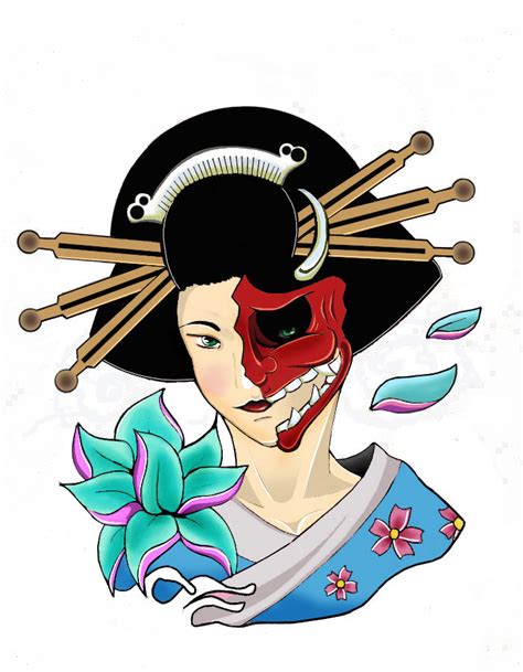 Geisha Aka Hanya Mask By Xfreakcorex On DeviantArt