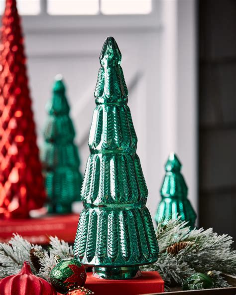 Mercury Glass Green Leaf Tabletop Christmas Tree Large Neiman Marcus