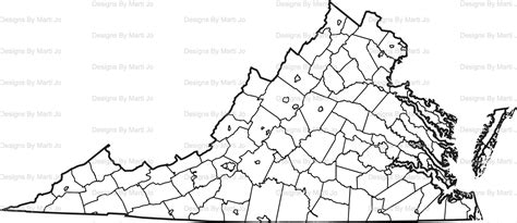Printable Virginia Map Printable Va County Map Digital Etsy In 2022
