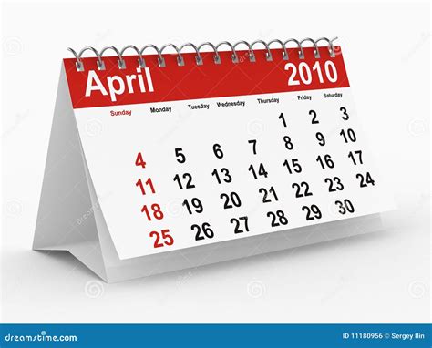 2010 Year Calendar April Stock Illustration Illustration Of Business
