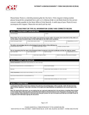 Fillable Online Ga Form Paternity Acknowledgement Fill Out And Sign