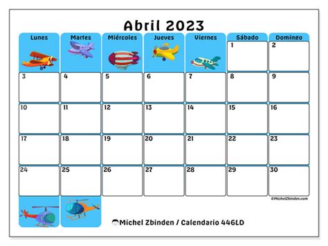 Calendario Abril De 2023 Para Imprimir “446ld” Michel Zbinden Cl