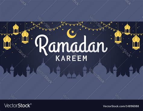 Ramadan Kareem Horizontal Banner Royalty Free Vector Image