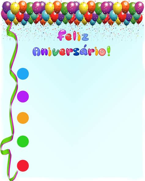 A Birthday Card With Balloons And Confetti On The Border That Says