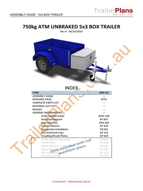18bt53 5x3 Box Trailer Drawings Pdf Pdf Trailer Vehicle