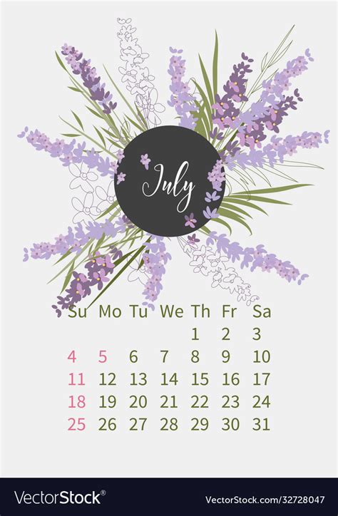 Flower Calendar 2021 With Bouquets Flowers Vector Image