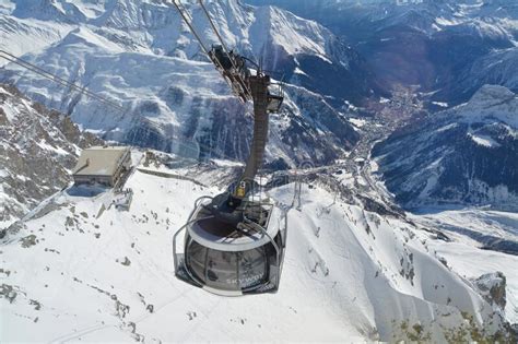 Alpine Cable Car Skyway Monte Bianco From Courmayeur To Punta