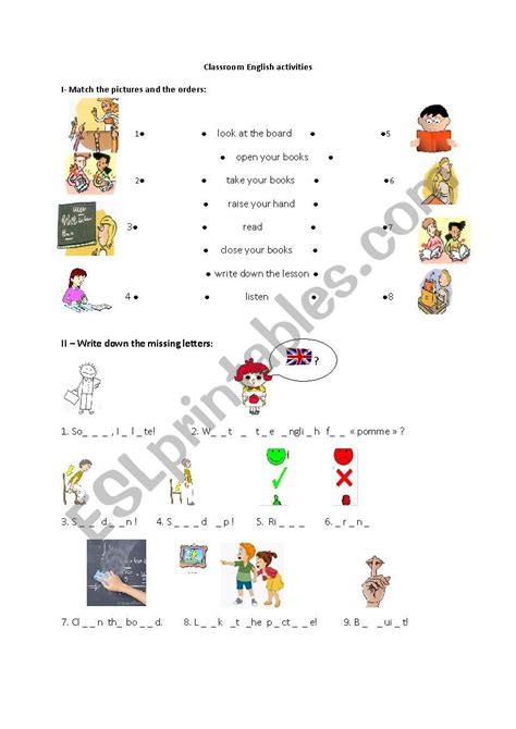 Classroom English Esl Worksheet By Vborgne